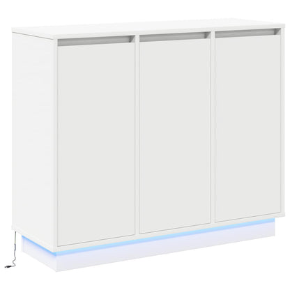 LED Sideboard Wit 90 x 32 x 75 cm Bewerkt hout