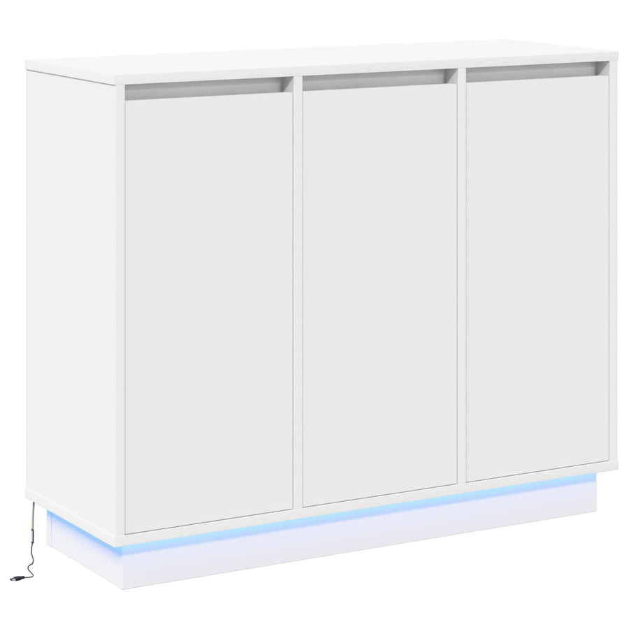 LED Sideboard Wit 90 x 32 x 75 cm Bewerkt hout