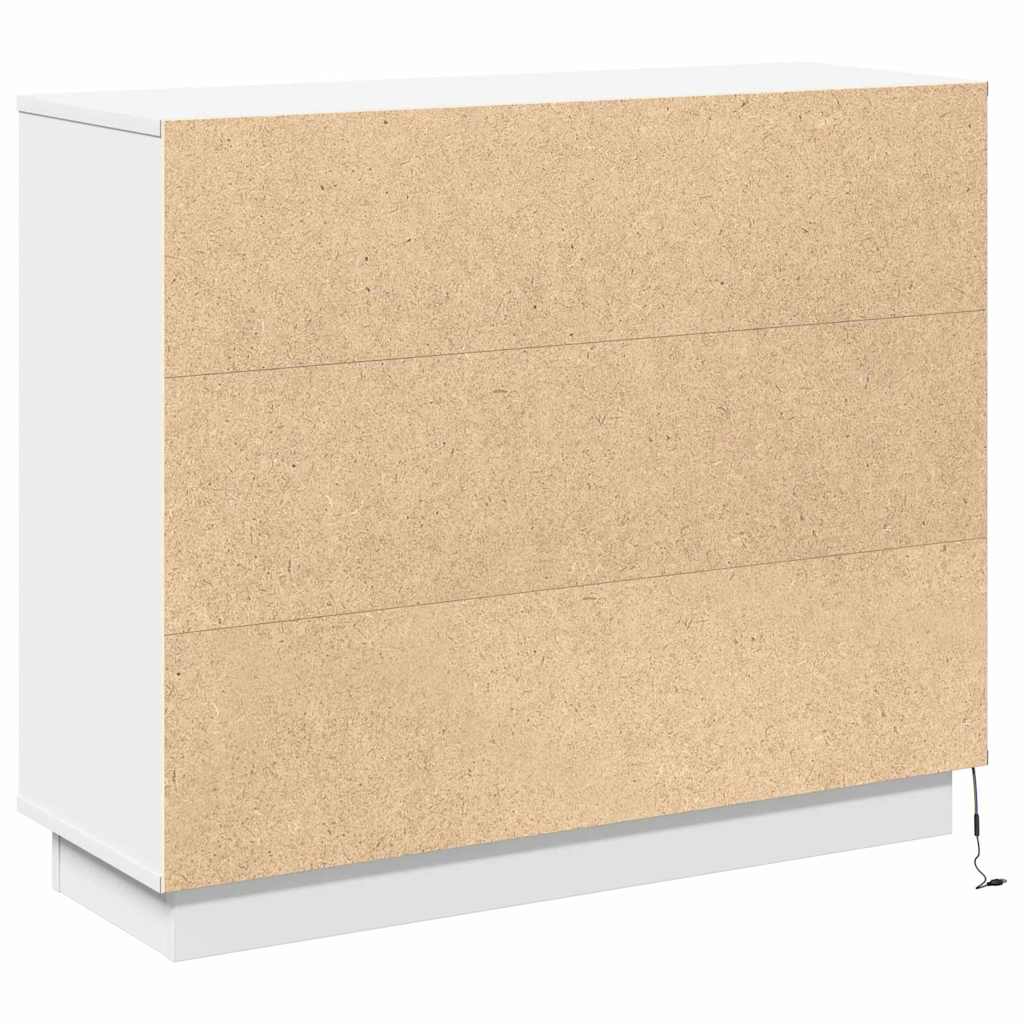 LED Sideboard Wit 90 x 32 x 75 cm Bewerkt hout