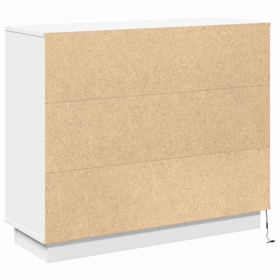 LED Sideboard Wit 90 x 32 x 75 cm Bewerkt hout