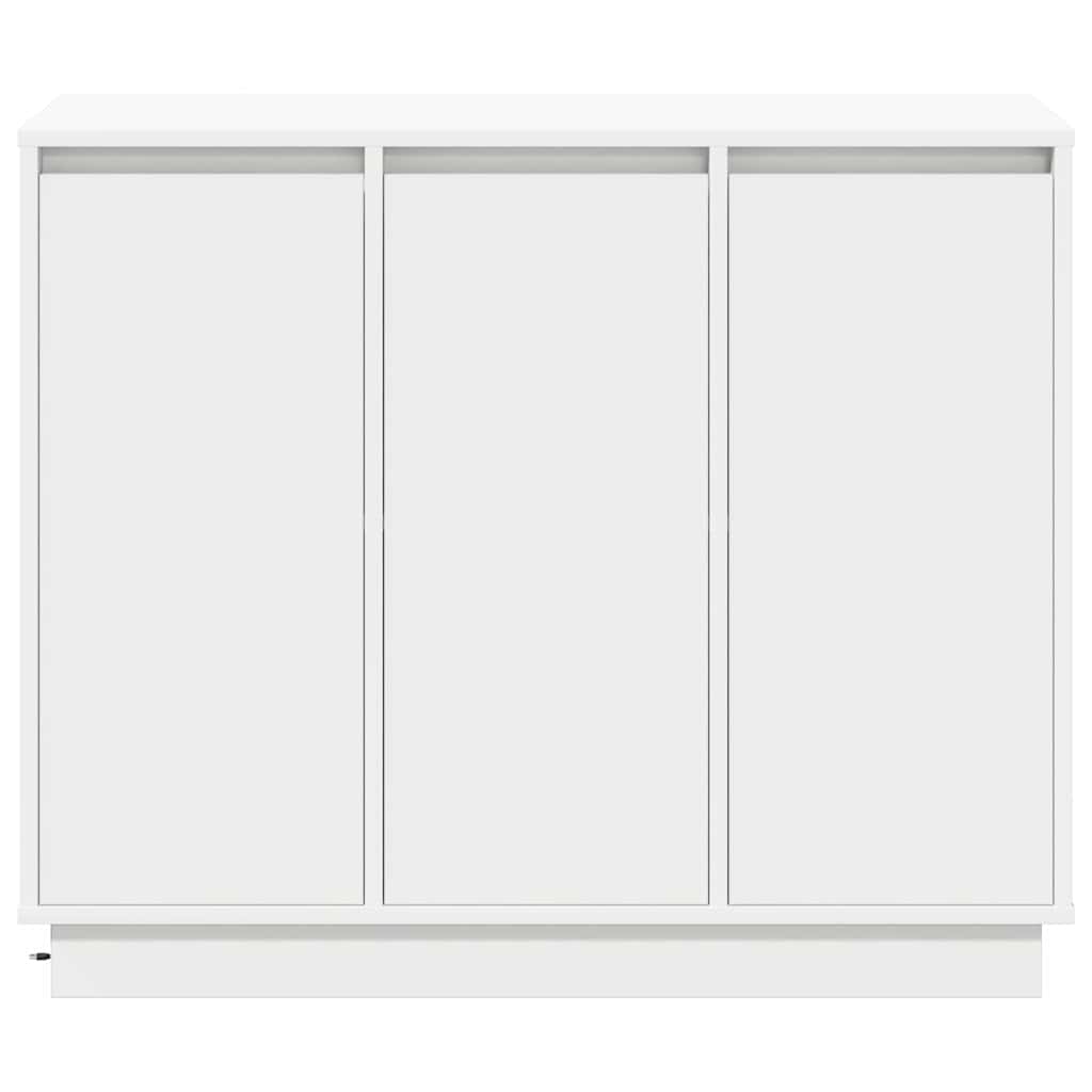 LED Sideboard Wit 90 x 32 x 75 cm Bewerkt hout