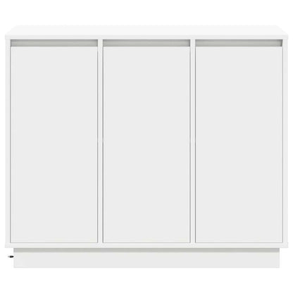 LED Sideboard Wit 90 x 32 x 75 cm Bewerkt hout
