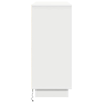 LED Sideboard Wit 90 x 32 x 75 cm Bewerkt hout