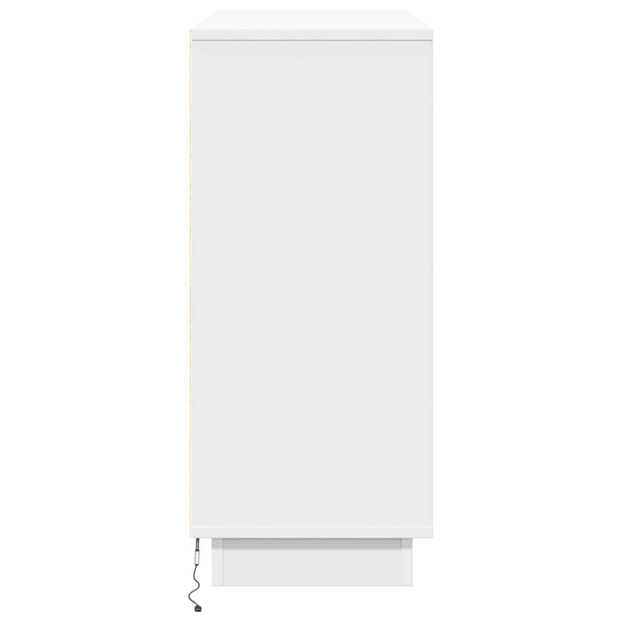 LED Sideboard Wit 90 x 32 x 75 cm Bewerkt hout