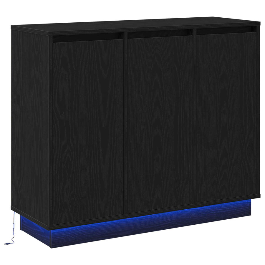 LED Sideboard Zwart Eiken 90 x 32 x 75 cm Bewerkt hout