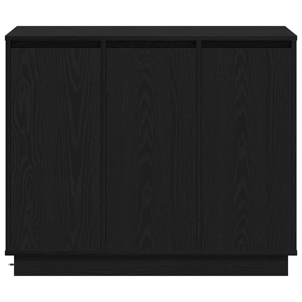 LED Sideboard Zwart Eiken 90 x 32 x 75 cm Bewerkt hout