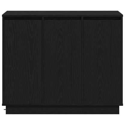 LED Sideboard Zwart Eiken 90 x 32 x 75 cm Bewerkt hout