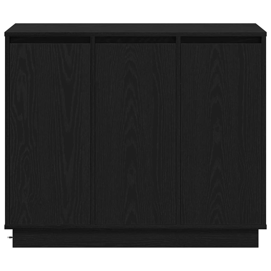 LED Sideboard Zwart Eiken 90 x 32 x 75 cm Bewerkt hout