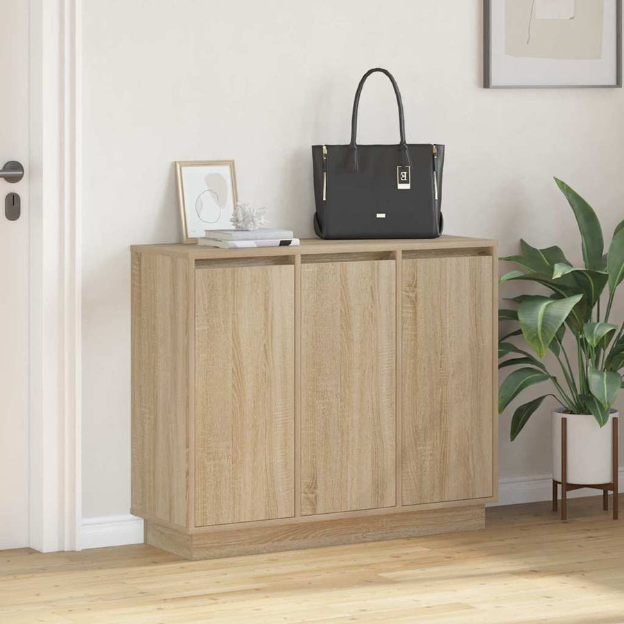 LED Sideboard Sonoma Eiken 90 x 32 x 75 cm Bewerkt hout