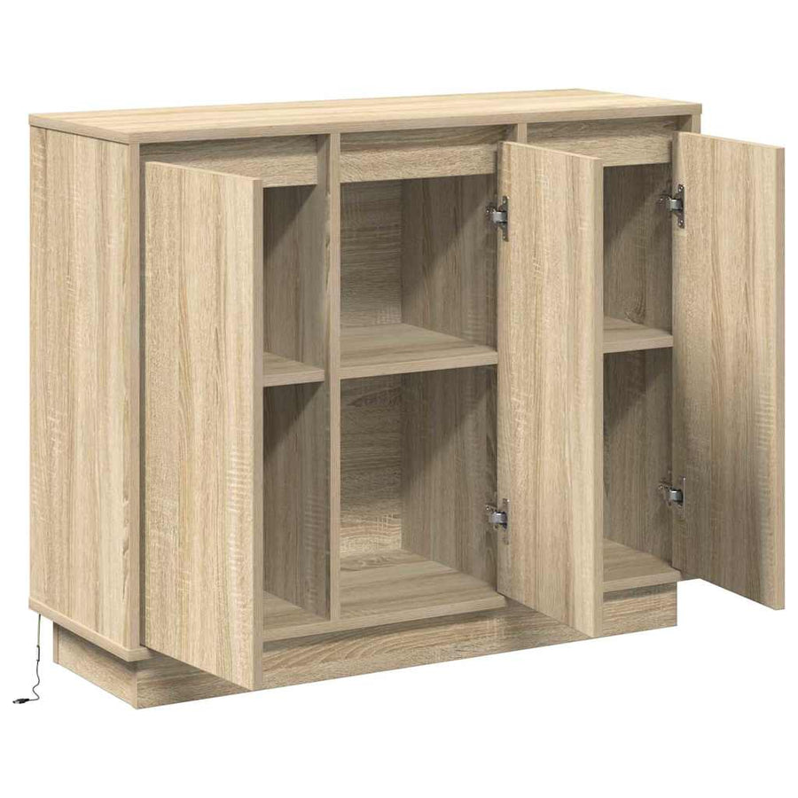 LED Sideboard Sonoma Eiken 90 x 32 x 75 cm Bewerkt hout