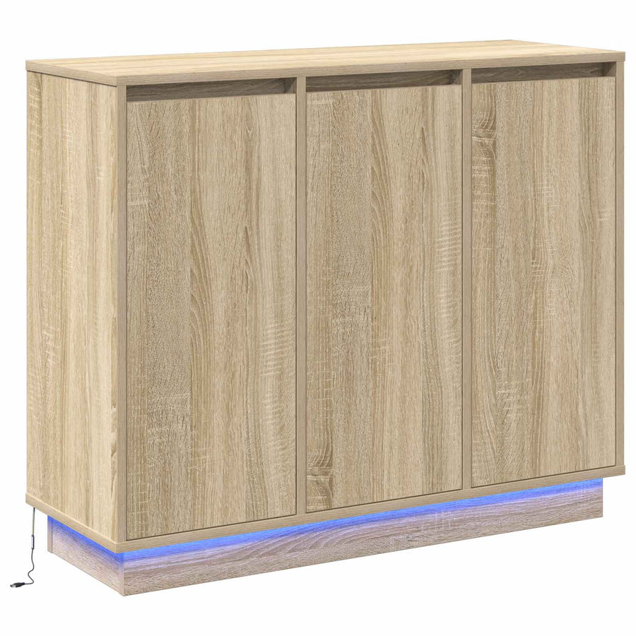 LED Sideboard Sonoma Eiken 90 x 32 x 75 cm Bewerkt hout