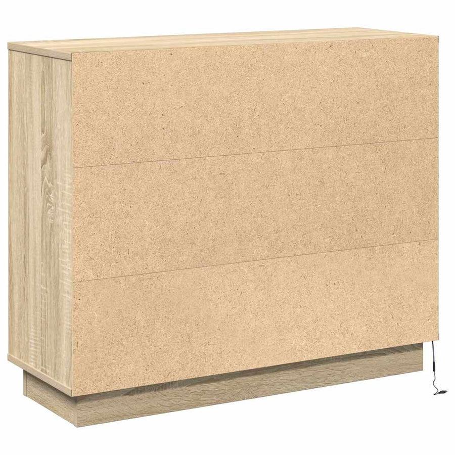 LED Sideboard Sonoma Eiken 90 x 32 x 75 cm Bewerkt hout