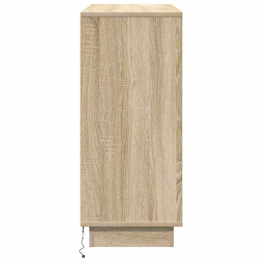 LED Sideboard Sonoma Eiken 90 x 32 x 75 cm Bewerkt hout