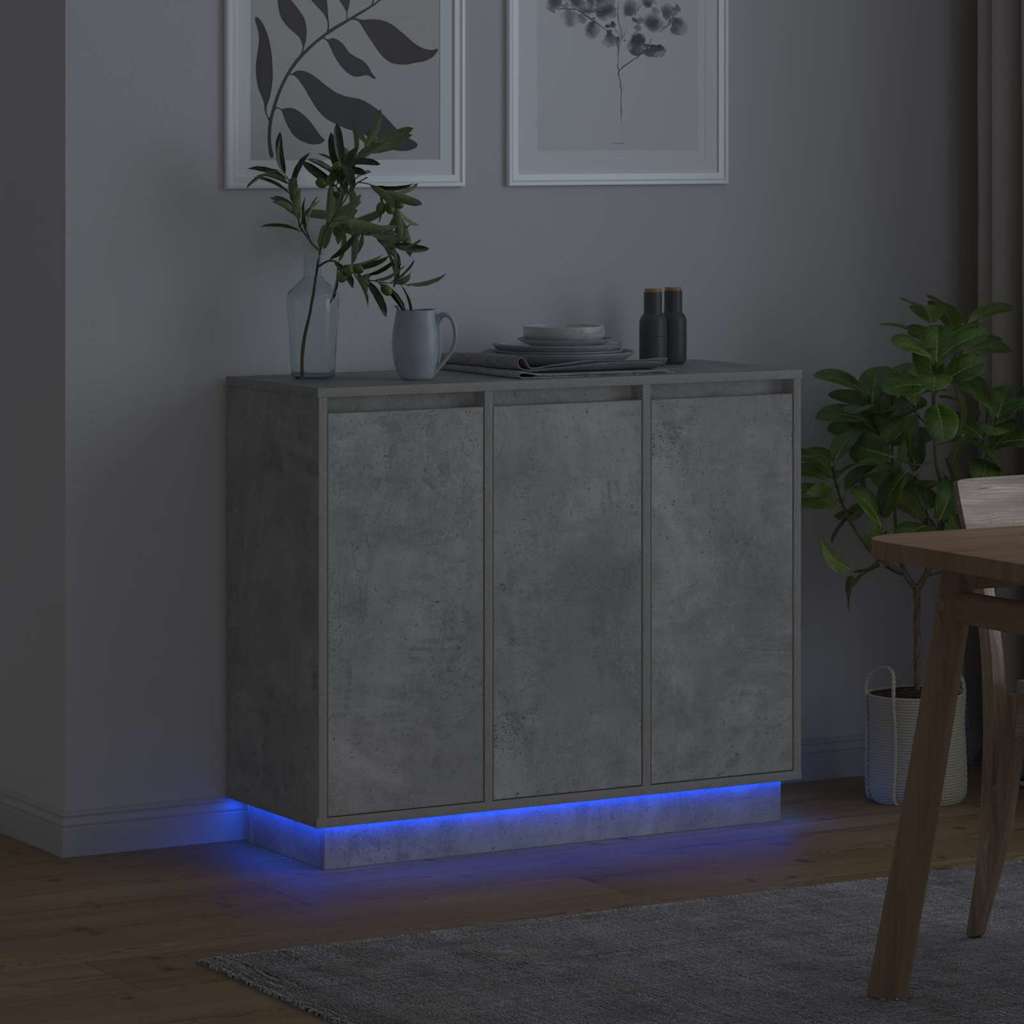 Led Sideboard Beton Grijs 90 X 32 X 75 Cm Bewerkt Hout Betongrijs