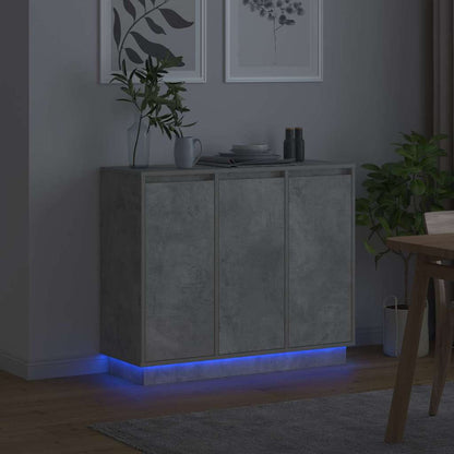 Led Sideboard Beton Grijs 90 X 32 X 75 Cm Bewerkt Hout Betongrijs