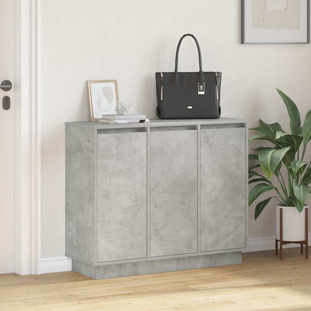 Led Sideboard Beton Grijs 90 X 32 X 75 Cm Bewerkt Hout Betongrijs