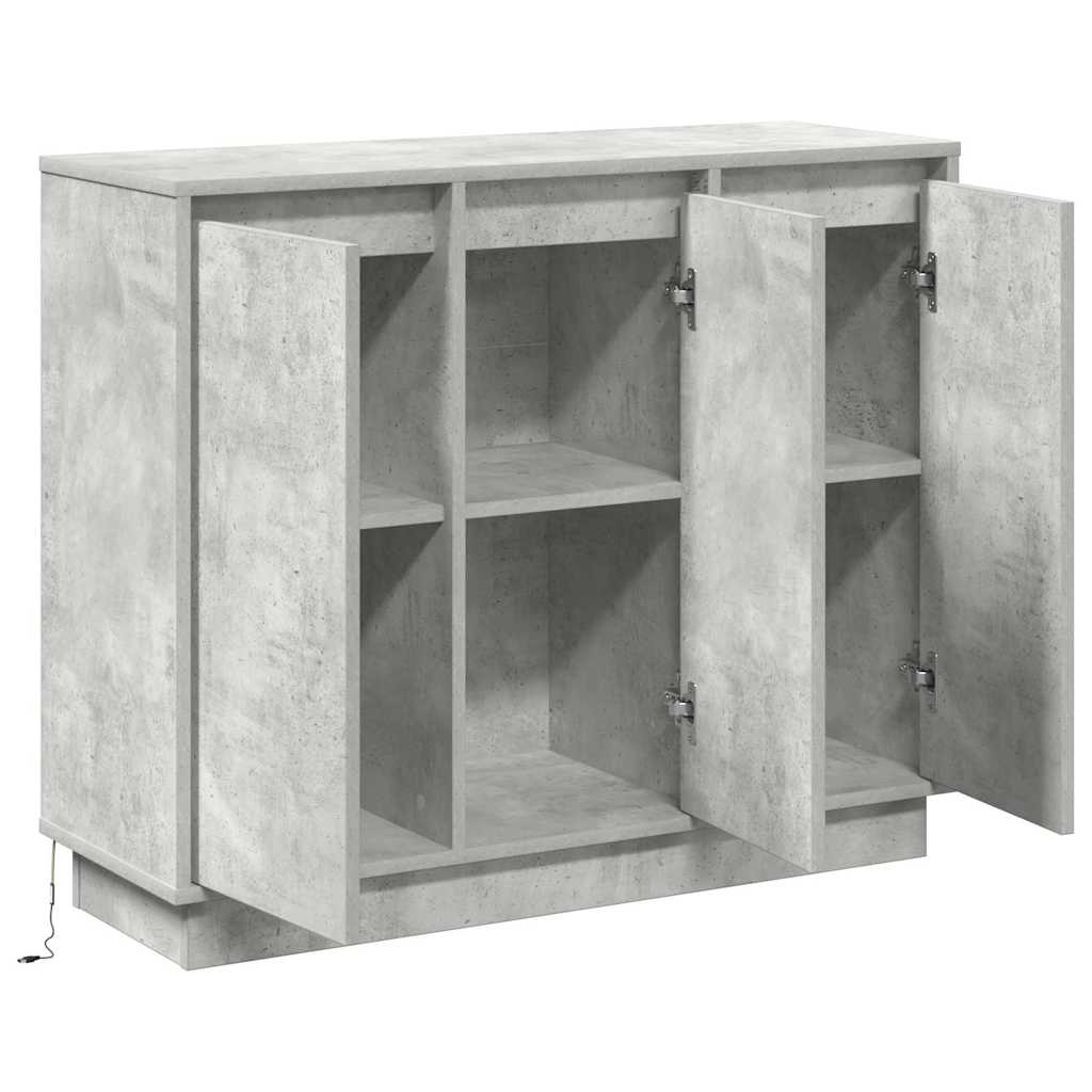 Led Sideboard Beton Grijs 90 X 32 X 75 Cm Bewerkt Hout Betongrijs
