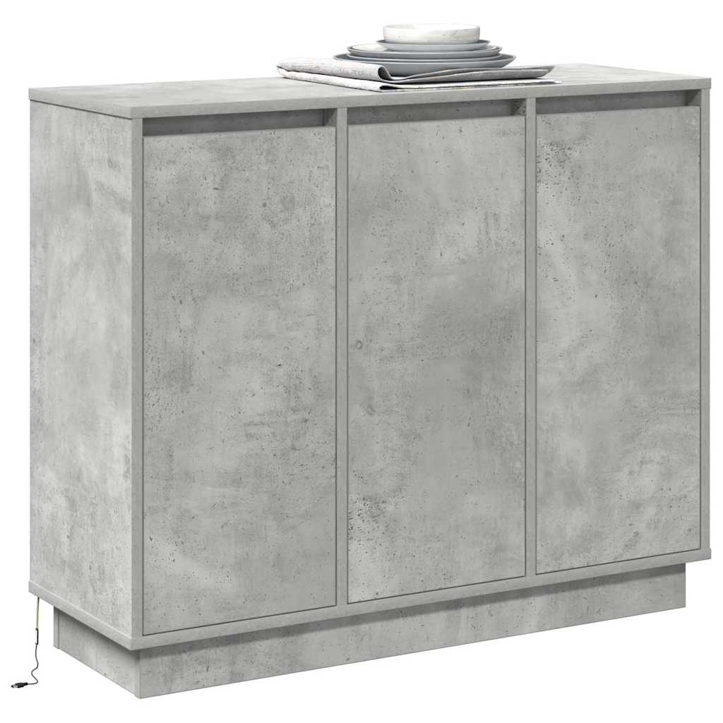 Led Sideboard Beton Grijs 90 X 32 X 75 Cm Bewerkt Hout Betongrijs