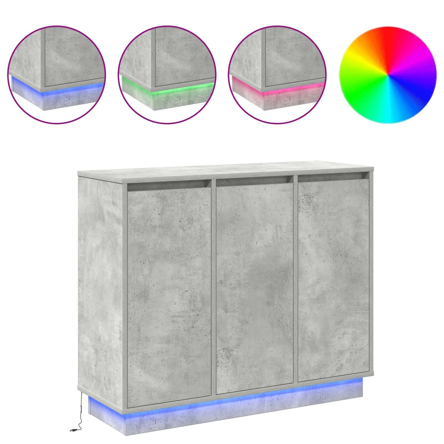 Led Sideboard Beton Grijs 90 X 32 X 75 Cm Bewerkt Hout Betongrijs