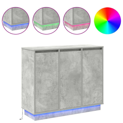Led Sideboard Beton Grijs 90 X 32 X 75 Cm Bewerkt Hout Betongrijs