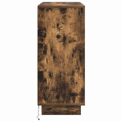 LED Sideboard Gerookt eiken 90 x 32 x 75 cm Bewerkt hout