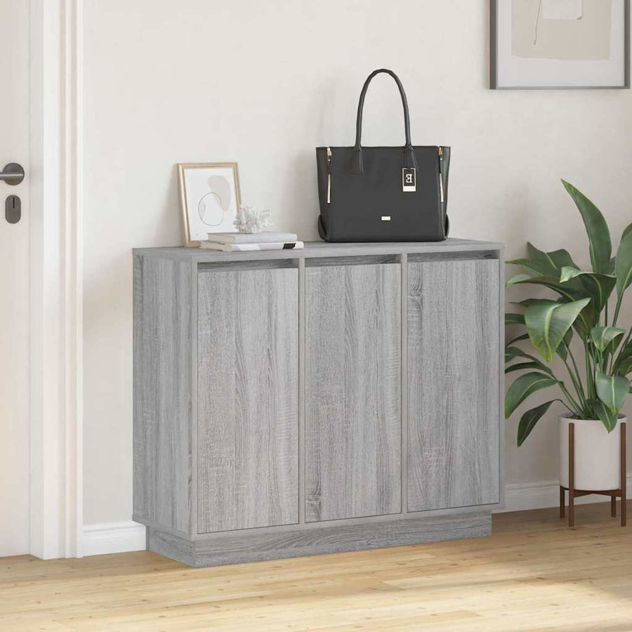 LED Sideboard Grijs Sonoma 90 x 32 x 75 cm Bewerkt hout