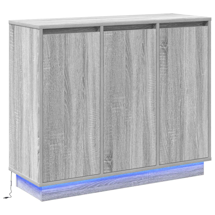 LED Sideboard Grijs Sonoma 90 x 32 x 75 cm Bewerkt hout