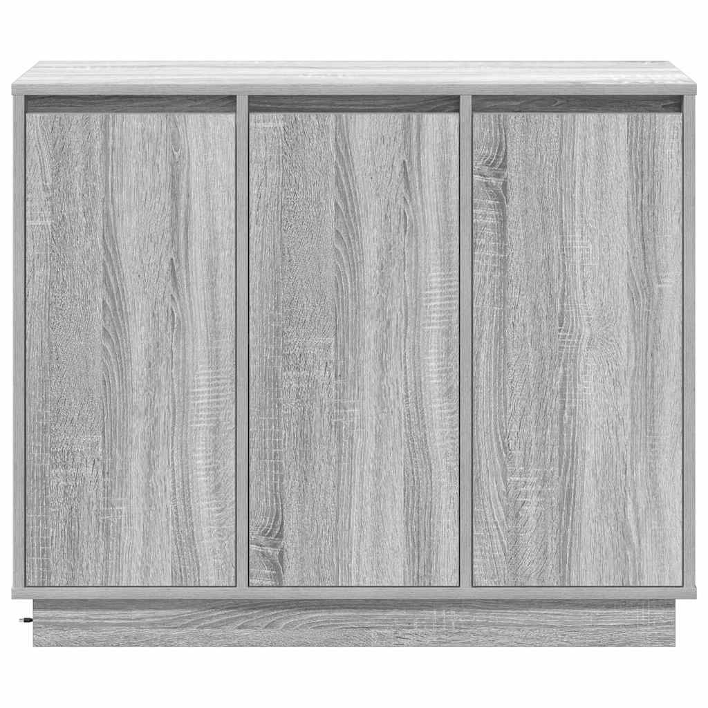 LED Sideboard Grijs Sonoma 90 x 32 x 75 cm Bewerkt hout