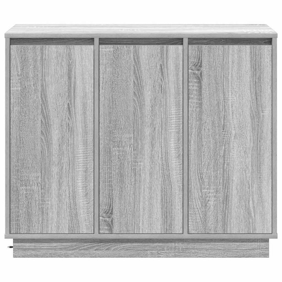 LED Sideboard Grijs Sonoma 90 x 32 x 75 cm Bewerkt hout