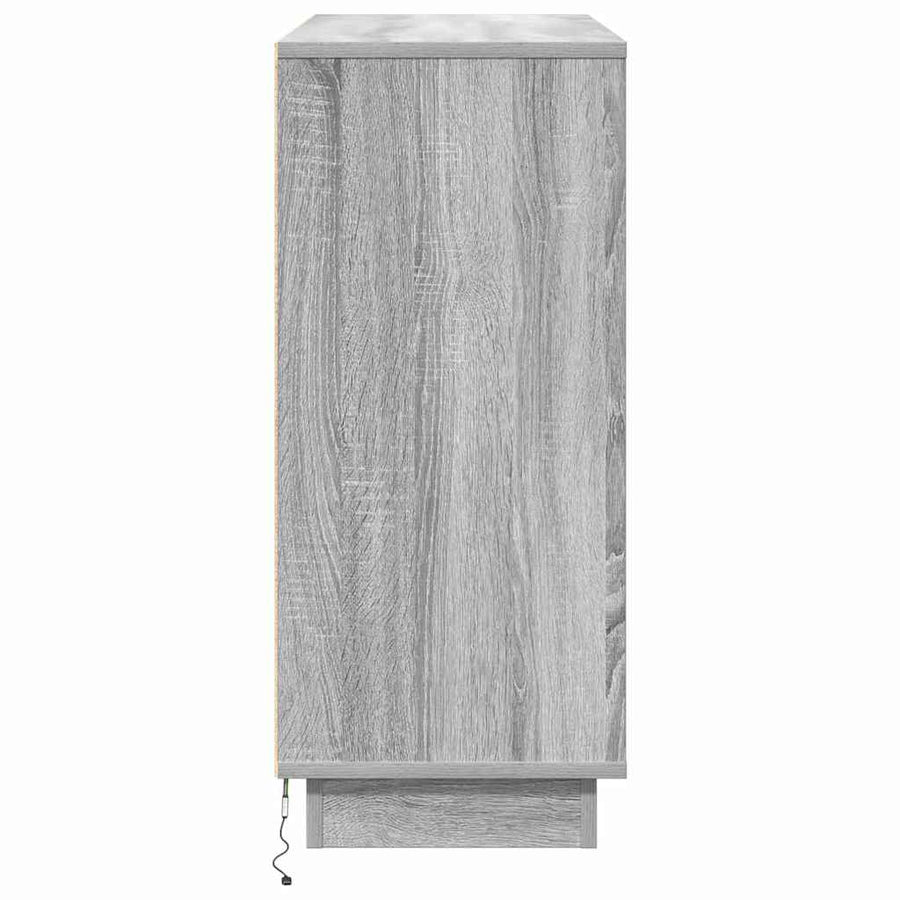 LED Sideboard Grijs Sonoma 90 x 32 x 75 cm Bewerkt hout