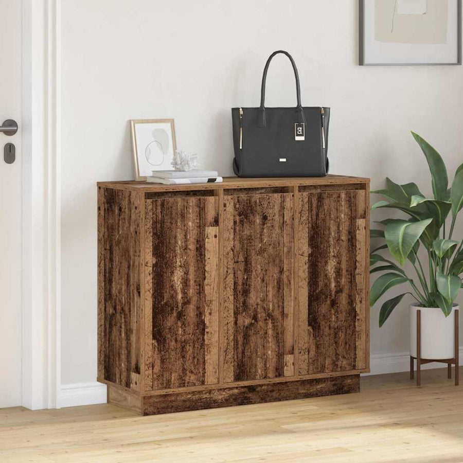 LED Sideboard Oudhout 90 x 32 x 75 cm Bewerkt hout