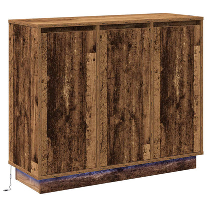 LED Sideboard Oudhout 90 x 32 x 75 cm Bewerkt hout