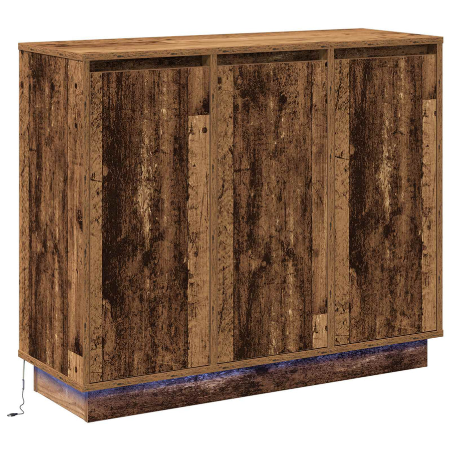 LED Sideboard Oudhout 90 x 32 x 75 cm Bewerkt hout