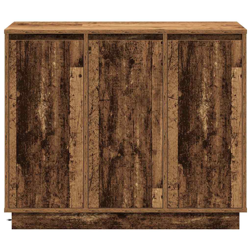 LED Sideboard Oudhout 90 x 32 x 75 cm Bewerkt hout