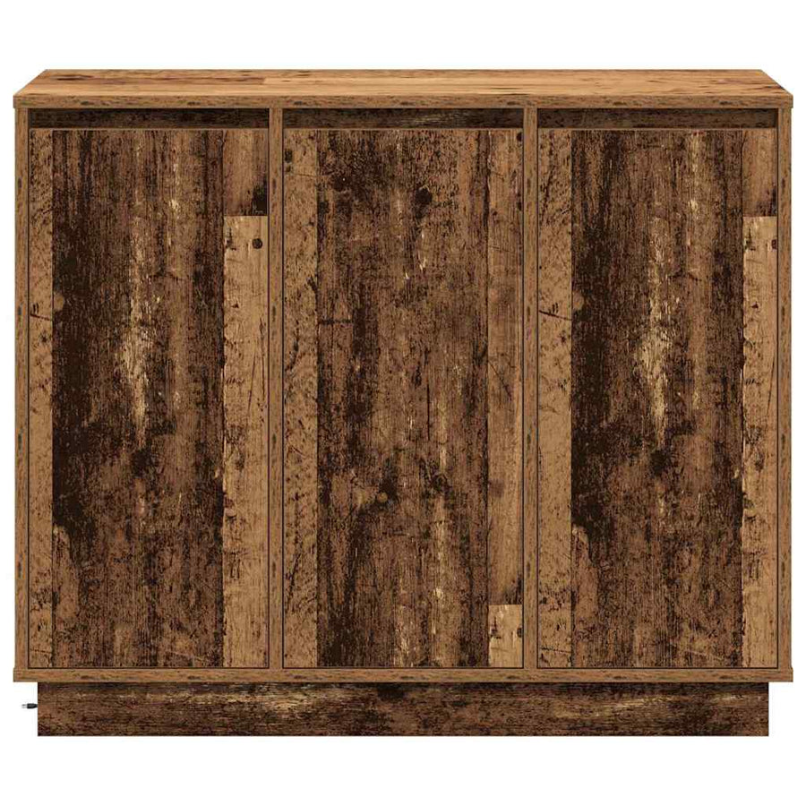 LED Sideboard Oudhout 90 x 32 x 75 cm Bewerkt hout