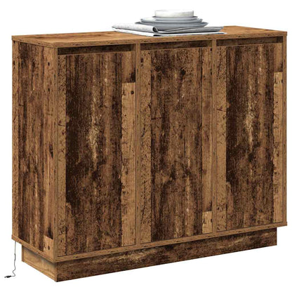 LED Sideboard Oudhout 90 x 32 x 75 cm Bewerkt hout