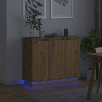 LED Sideboard Artisan Eiken 90 x 32 x 75 cm Bewerkt hout
