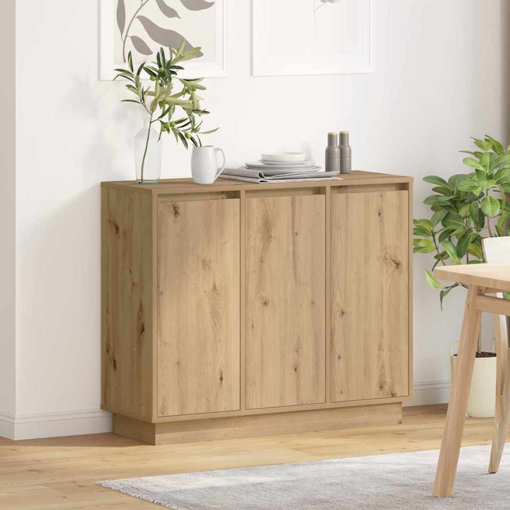 LED Sideboard Artisan Eiken 90 x 32 x 75 cm Bewerkt hout
