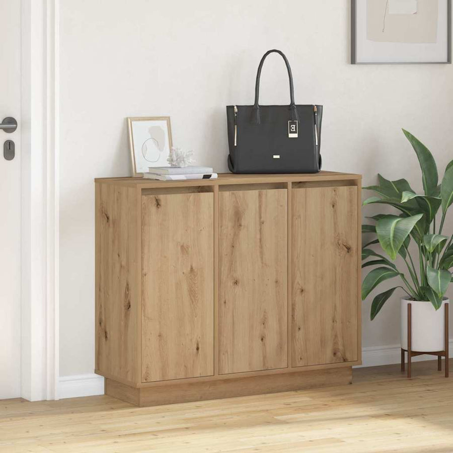 LED Sideboard Artisan Eiken 90 x 32 x 75 cm Bewerkt hout