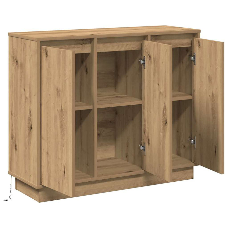 LED Sideboard Artisan Eiken 90 x 32 x 75 cm Bewerkt hout
