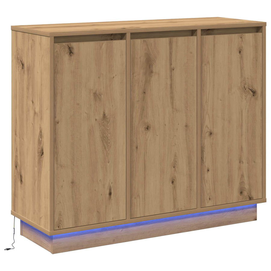 LED Sideboard Artisan Eiken 90 x 32 x 75 cm Bewerkt hout