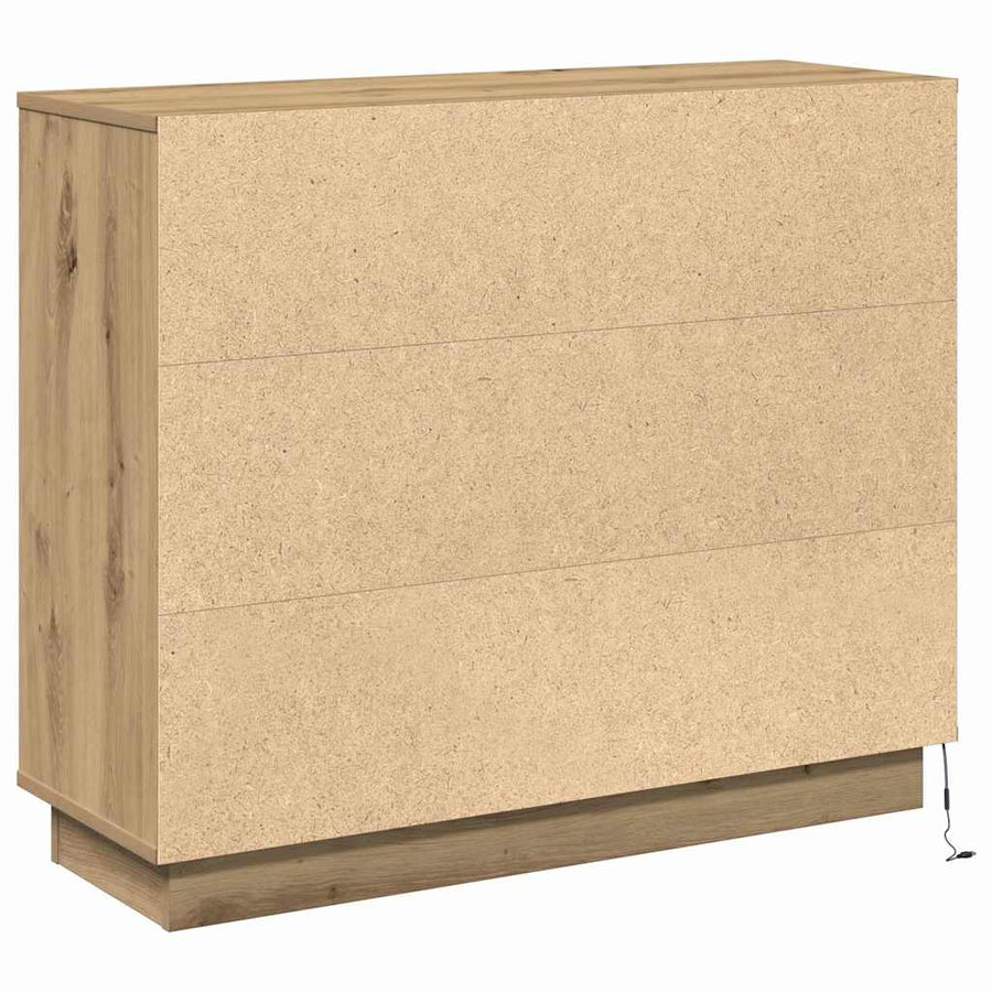 LED Sideboard Artisan Eiken 90 x 32 x 75 cm Bewerkt hout