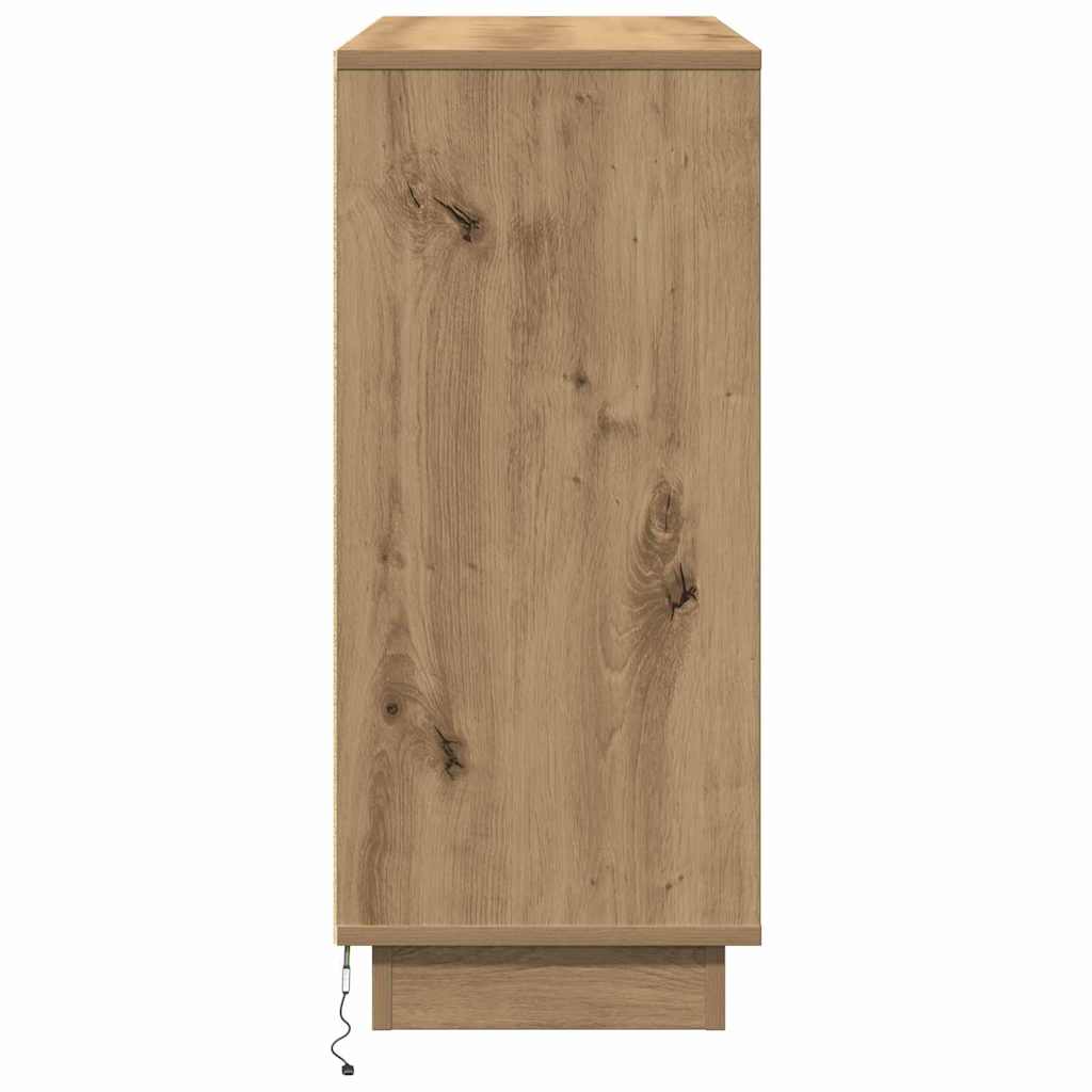 LED Sideboard Artisan Eiken 90 x 32 x 75 cm Bewerkt hout
