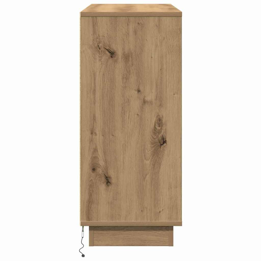 LED Sideboard Artisan Eiken 90 x 32 x 75 cm Bewerkt hout