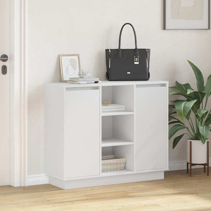 LED Sideboard Wit 90 x 32 x 75 cm Bewerkt hout