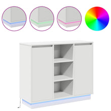 LED Sideboard Wit 90 x 32 x 75 cm Bewerkt hout