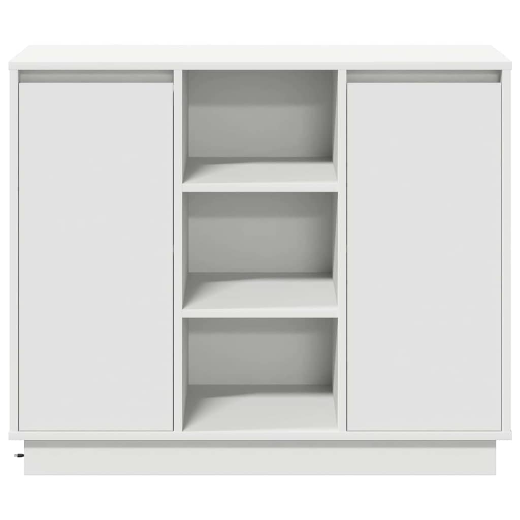 LED Sideboard Wit 90 x 32 x 75 cm Bewerkt hout