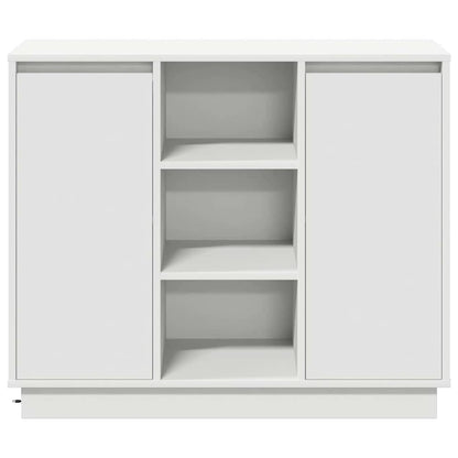 LED Sideboard Wit 90 x 32 x 75 cm Bewerkt hout