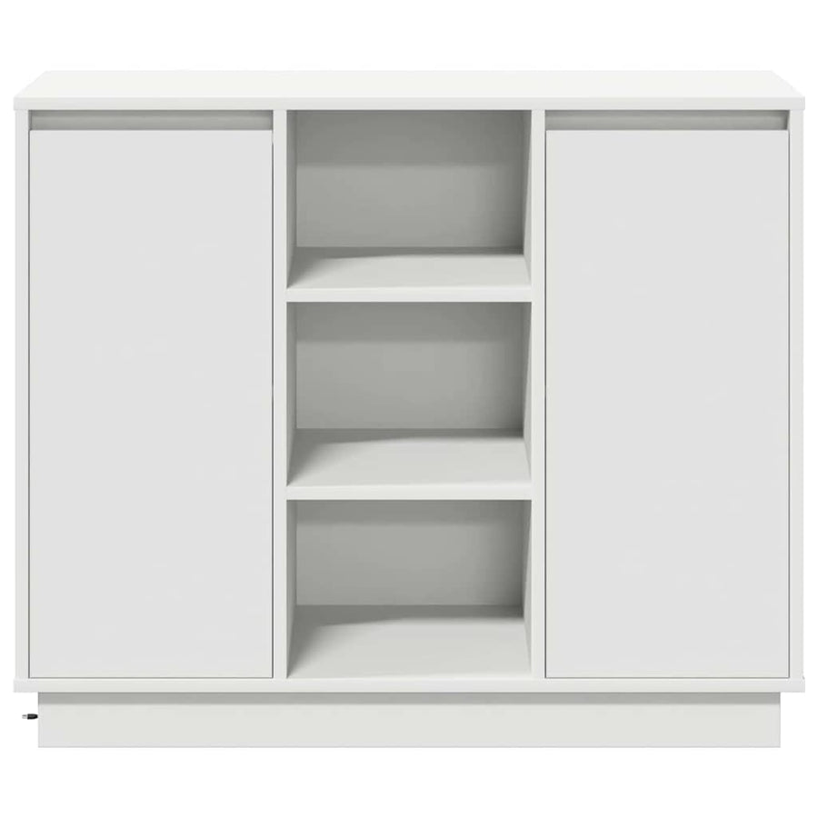 LED Sideboard Wit 90 x 32 x 75 cm Bewerkt hout