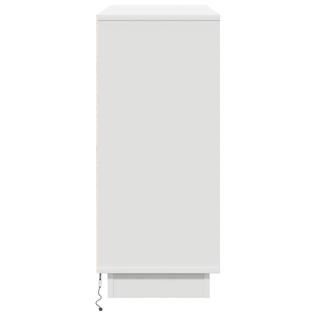 LED Sideboard Wit 90 x 32 x 75 cm Bewerkt hout